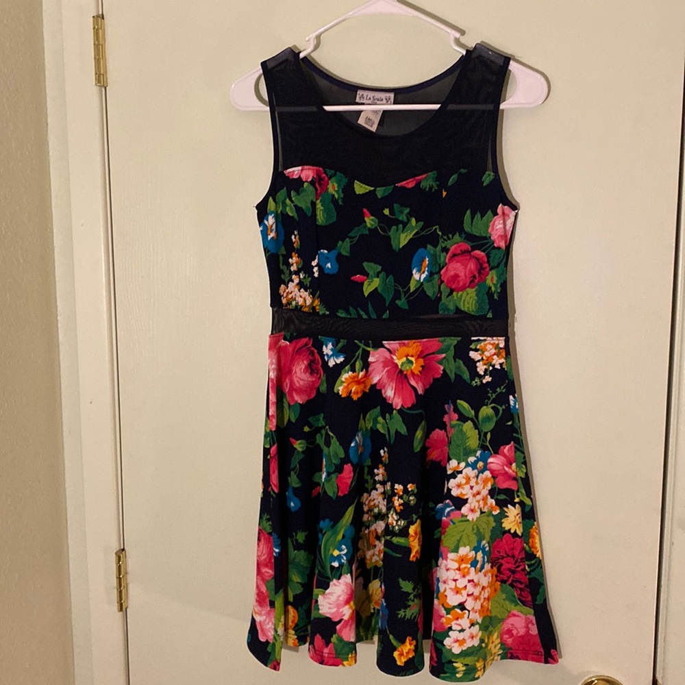 La Scala Mesh illusions Floral Mini Dress